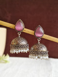 German Silver Oxidised Pan Pearl Jhumka Earrings for Tradition | AMOLA