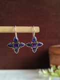 Oxidized Silver Pink Stone Hook Earring | AMOLA