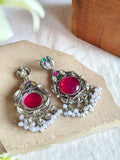 Silver Monalisa Stone Dangler Earrings | AMOLA