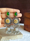 Dual Tone Oxidized Silver Jhumka Earrings | AMOLA