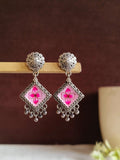 Oxidized Silver Enamel Drop Earrings | AMOLA