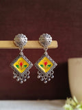 Oxidized Silver Enamel Drop Earrings | AMOLA