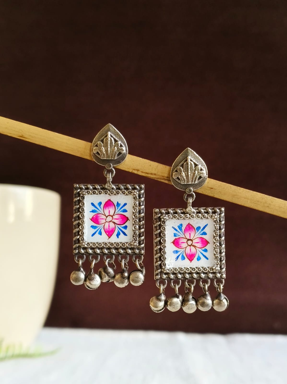 Hand-Painted Oxidized Ghungroo Earrings | AMOLA