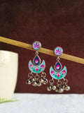 Hand painted Enamel Oxidised Earrings | AMOLA