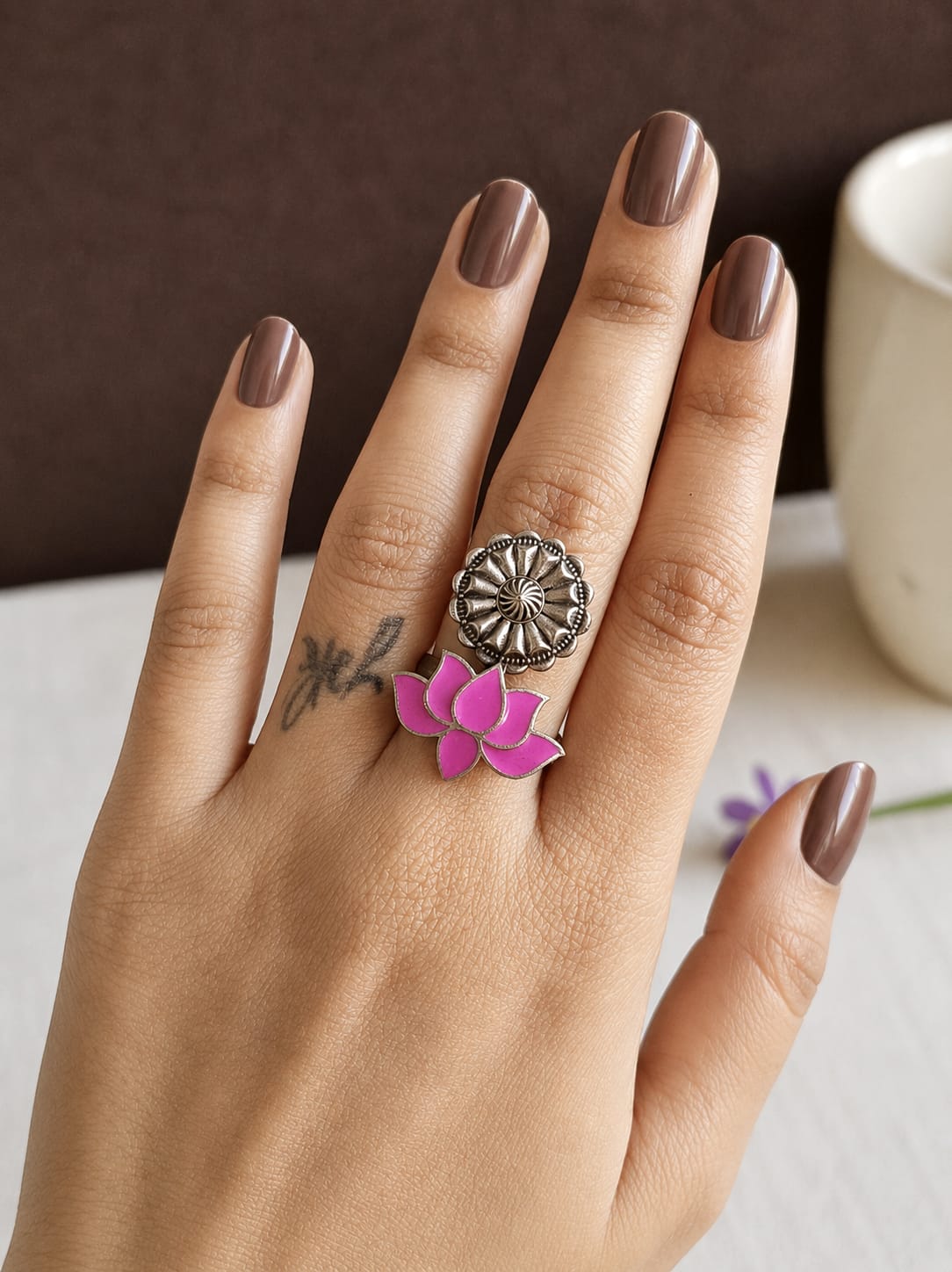 Brass Oxidized Finger Ring | AMOLA