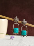 Vintage Monalisha Stone Silver Dangler Earrings | AMOLA