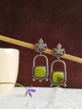 Vintage Monalisha Stone Silver Dangler Earrings | AMOLA