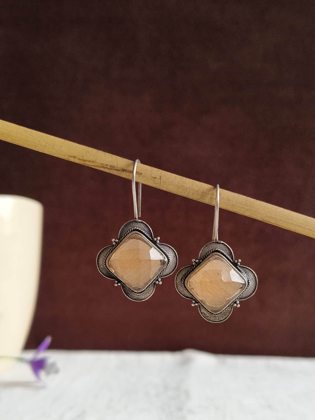 Silver looka like Oxidized Hook Earring | AMOLA
