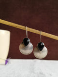 Silver Plated Oxidised Teardrop Stone Hook Earrings | AMOLA