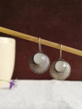 Oxidized Silver Sunburst Hook Earrings | AMOLA