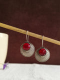 Oxidized Silver Sunburst Hook Earrings | AMOLA