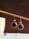 Oxidized Tribal Round Disc Hook Earrings | AMOLA