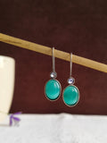 Oxidised Silver Plated Stone Fish Hook Earring | AMOLA