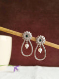 Silver Oxidised Tribal Floral Earrings | AMOLA
