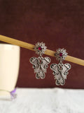 Floral Stone Oxidised Dangler Earrings | AMOLA