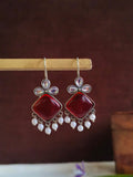 Premium Oxidized Monalisa Stone Hook Earrings | AMOLA