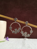 Floral Oxidized Silver Drop Earrings | AMOLA