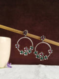 Floral Oxidized Silver Drop Earrings | AMOLA