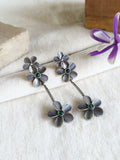 Oxidized Silver Floral Dangler Earrings | AMOLA