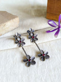 Oxidized Silver Floral Dangler Earrings | AMOLA