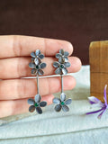 Oxidized Silver Floral Dangler Earrings | AMOLA