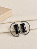 Bohemian Rectangular Stone Oxidized Studs | AMOLA