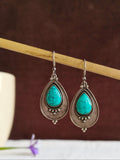 Oxidized Silver Teardrop Hook Earrings | AMOLA