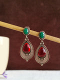 Oxidized Silver Teardrop Dangler Earrings | AMOLA