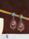 Oxidized Silver Teardrop Dangler Earrings | AMOLA