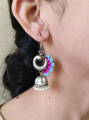 Peacock Oxidised Jhumka Earrings | Sarichka