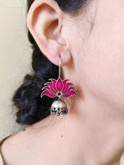 Lotus Oxidized Jhumka Earrings | Sarichka