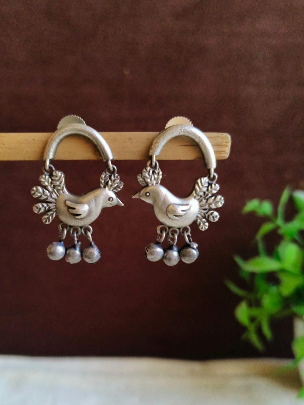 Chirpy Sparrow Silver Danglers for Daily Glam | Sarichka Fashion