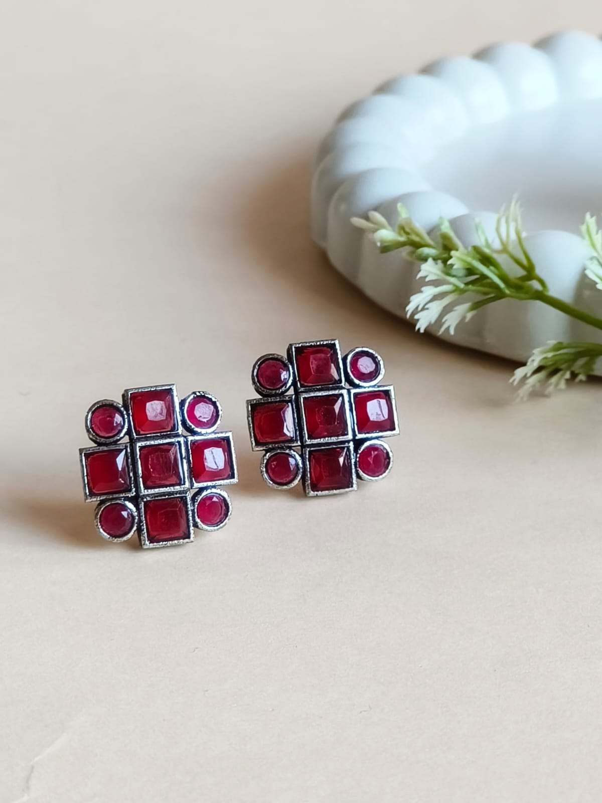 Daily Wear Oxidised Stud Earrings  | Sarichka