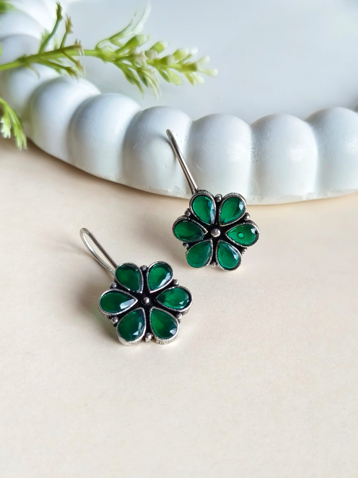 Cubic Zirconia Oxidised Stud Earrings | AMOLA
