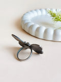 Oxidized silver butterfly adjustable ring