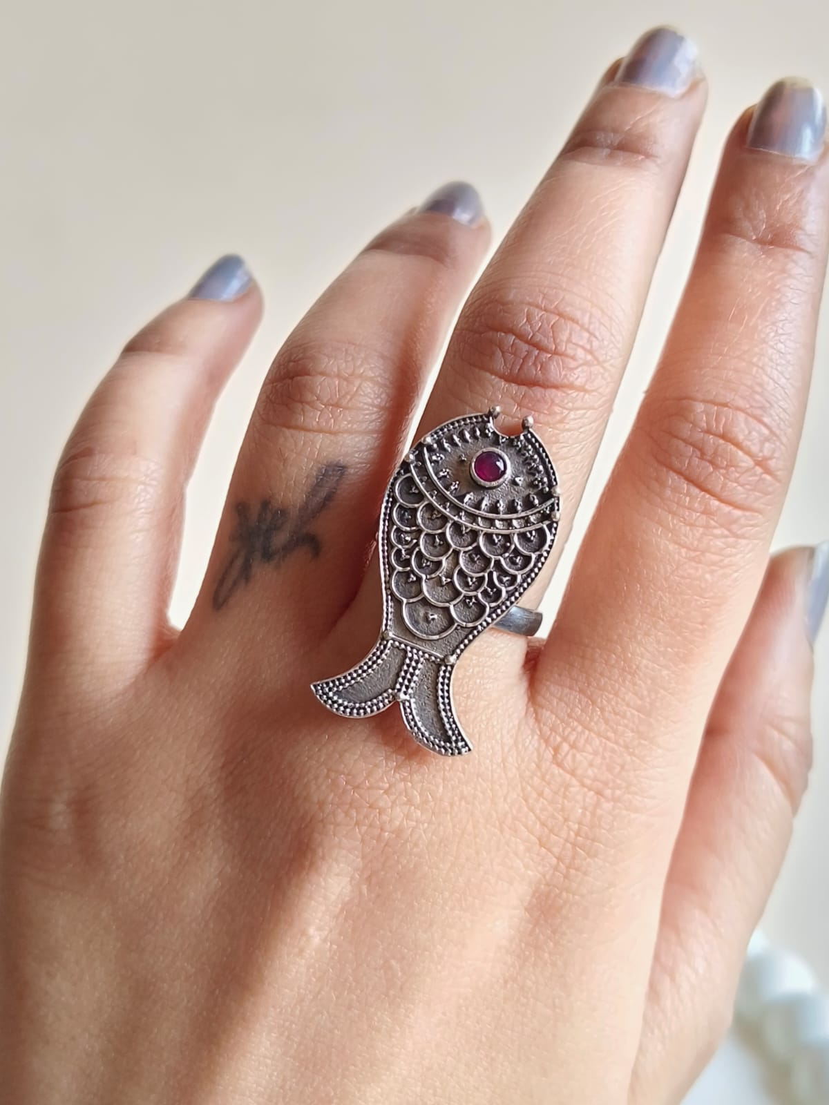Oxidised Silver Plated Adjustable Fish Finger Rings for Bold Style | Sarichka