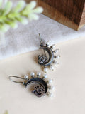 Silver Plated Crescent Oxidized Jhumka Earrings | AMOLA