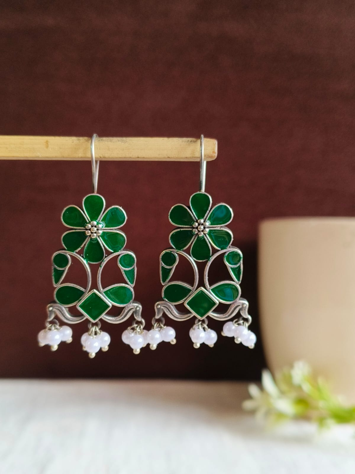 Floral Hook Earrings Silver | AMOLA