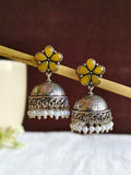 German Silver High-Quality Pearl Floral Jhumka Earrings Ethnic Wear | AMOLA