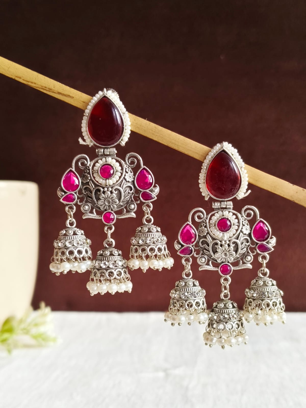 Shop Timeless Oxidized Jhumka with Stones for Special Occasions | AMOLA