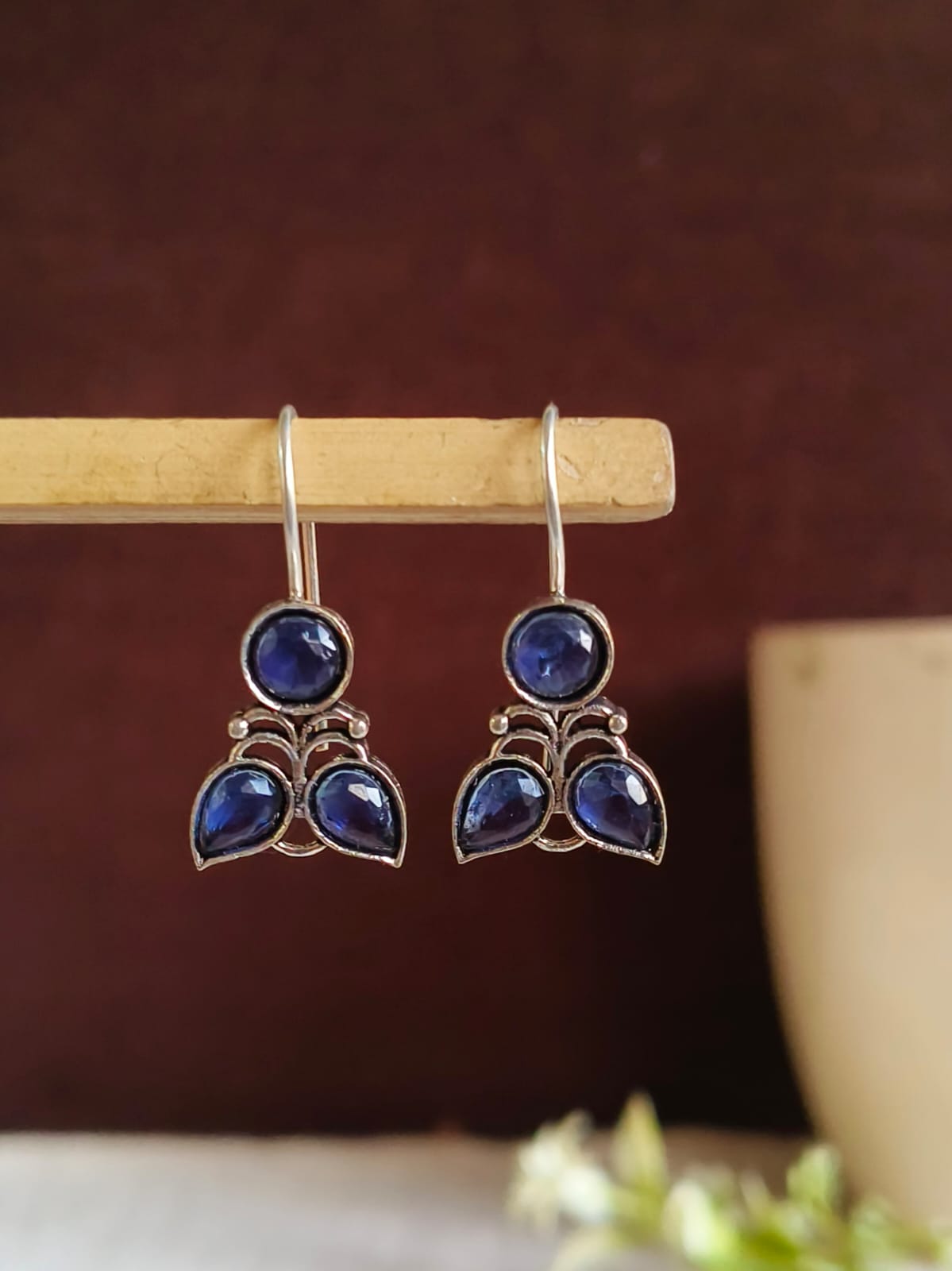 Vibrant Multicolor German Silver Hook Earrings for Daily Wear | AMOLA
