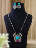 Oxidized Silver Elephant Statement Necklace Set | AMOLA