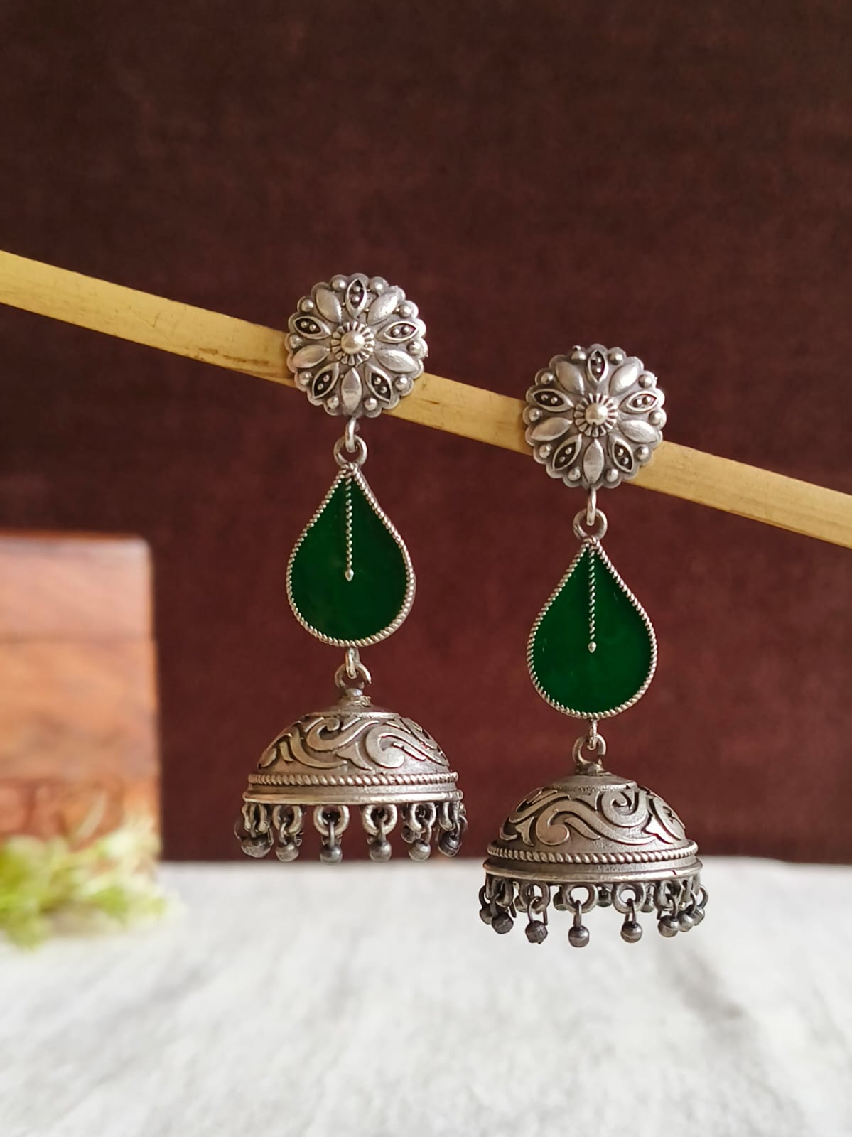 Teardrop Meenakari Jhumka | Sarichka