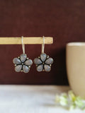 Oxidized Floral Drop Hook Earrings | AMOLA
