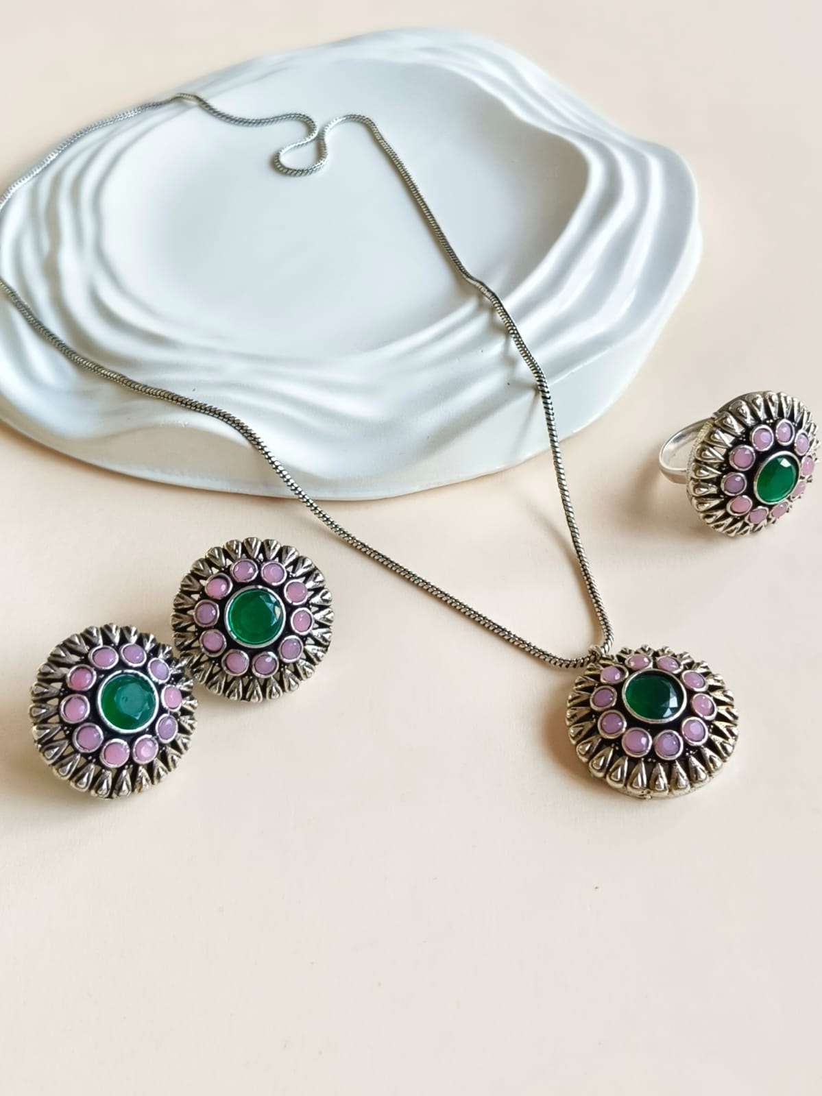 Floral Oxidised Jewelry Set | AMOLA