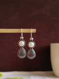German Silver Oxidised Hook Earrings for Casual Wear | AMOLA