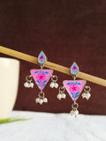 Hand-Painted Trikon Pearl Drop Earrings | AMOLA