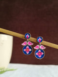 Enamel Oxidized Silver Dangler Earrings | AMOLA