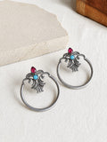 Pink Stone Oxidized Stud Earrings | AMOLA