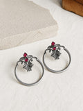 Pink Stone Oxidized Stud Earrings | AMOLA